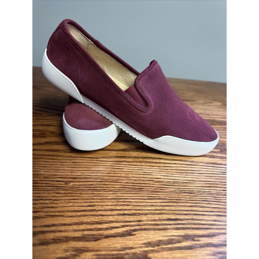 Frye Women's Mia Leather Suede Slip On Loafers Shoes Wine Size 9 READ